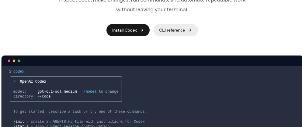 OpenAI公式ドキュメントに掲載されたCodex CLIの説明用画面例