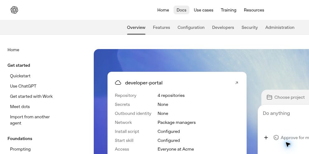 OpenAI公式ドキュメントに掲載されたCodex Cloudの説明用画面例